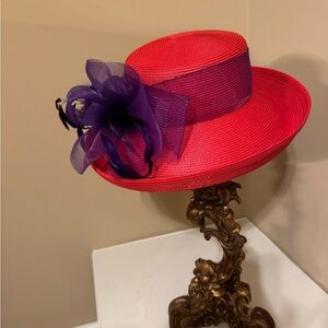 Elegant Red and Purple Women's Hat; Red Hat Society